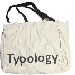 Typology Reusable Cotton Shopping Bag Foldable Beige Black 18x14x 5in Used