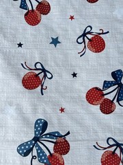 Cherry Red White Blue Shopping Gift Bag Reusable Large Tote Summer USA July 4th