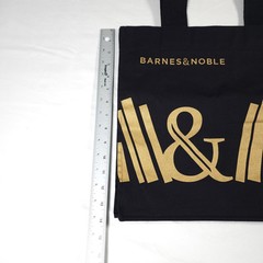 Barnes & Noble Tote Bag NWT Premium Black & Gold 100% Organic Cotton 15″ x 14″