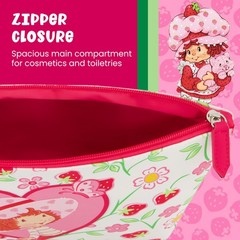Concept One Strawberry Shortcake Women’s Makeup Bag, Small Travel Pink/White