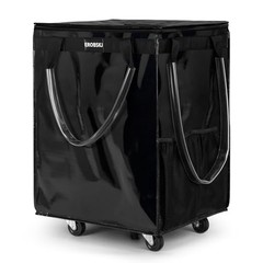 (,) Reusable Grocery Bag on Wheels, Foldable Rolling Tote, Carries Large Black