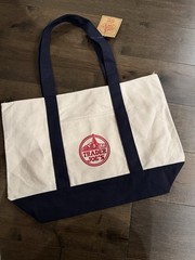 Authentic Trader Joe’s Reusable Canvas Eco Tote Bag Heavy Duty Bag Blue White