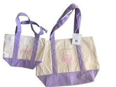 Trader Joe’s LARGE Lavender Canvas Reusable Shopping Bag Tote And Mini Tote