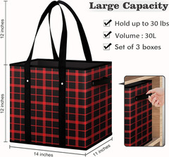 Reusable Grocery Bags 3 Pack Large Collapsible Shopping Tote Box Water Resistant