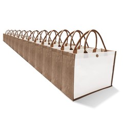MEIANJUN Set of 10 Burlap Tote Bags with Button Handles – Grocery, Bridesmaid…
