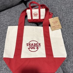 Trader Joe’s Red Canvas Mini tote & Micro Tote Bag Bundle 2025 NWT