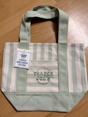 Trader Joe’s Mini Pastel Green Stripe Canvas Tote Bag