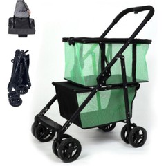 Functional Collapsible Carts Shopping Cart Utility Trolley Cart w/ Swivel Wheels