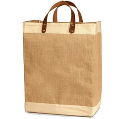 Custom Burlap Beach Bag Leather Handle Jute Carry Bag Wedding Party Gift