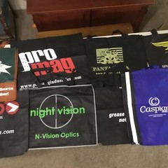 Reusable Tote Bags Lot Of 10 Ammunition Gun Optics Logos Large 20 X 16” Assorted