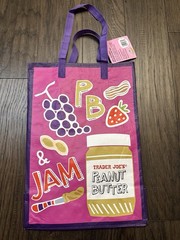 Trader Joe’s Comfort Mac Cheese PB Jam Reusable Shopping Tote Grocery Bag 6 Gal