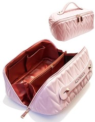 VIDIBESTY Travel Makeup Bag for Women, Large 9.8 x 4.7 x inches, Pink