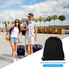 3pcs Reusable Drawstring Bags, 10×12.6″ Multipurpose Cotton Dust Bags, Black