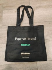 Lot/4 Vtg Walmart Paper Plastic Neither Reusable Tote Shopping Bag 14x13x7 Black