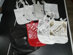Lululemon Reusable Shopping Tote Bag Small Lot of 8 – 12″ x 10″ Black White Red