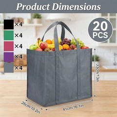 20 PCS Reusable Grocery Bags, Heavy Duty Foldable Shopping Tote Bags with Rei…