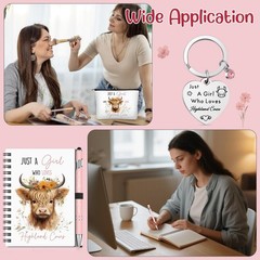 Sinmoe 5pcs Highland Cow Gift Set Women 13.39 x 15.75 x 3.94 inches, Pink