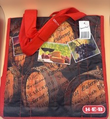 H-E-B Wine Barrel Multicolor Plastic Reusable Shopping Bag Foldable Design