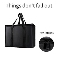-Pack, XL-Large Insulated Grocery shopping bags, reusable bag,thermal 2 Black