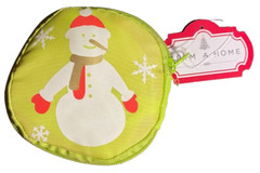 Christmas Round Wallet Zippered Reusable Bag~Snowman Kids~Green Case~Red Bag