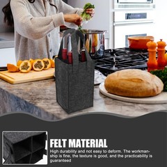 Felt Wine Carrier Tote Bag For 4 Bottles Reusable Protective Dividers Travel