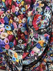 Beautiful Day Of The Dead Kitty Cats Handmade Reversible Washable Tote Bag