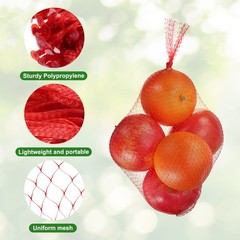 100pcs 12 Inch Reusable Produce Mesh Bag, White/Red