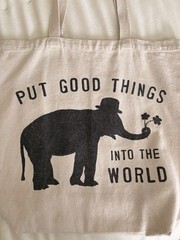 Sugar Boo Designs Canvas Foldable Reusable Shopping Bag Elephant Animal Print