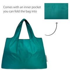 Large & Small Foldable Tote Nylon Reusable Grocery Bags, Set of 2, Teal
