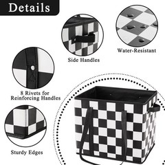 Grocery Bags Checkered 3 Pack Heavy Duty Reusable Foldable Collapsible Tote