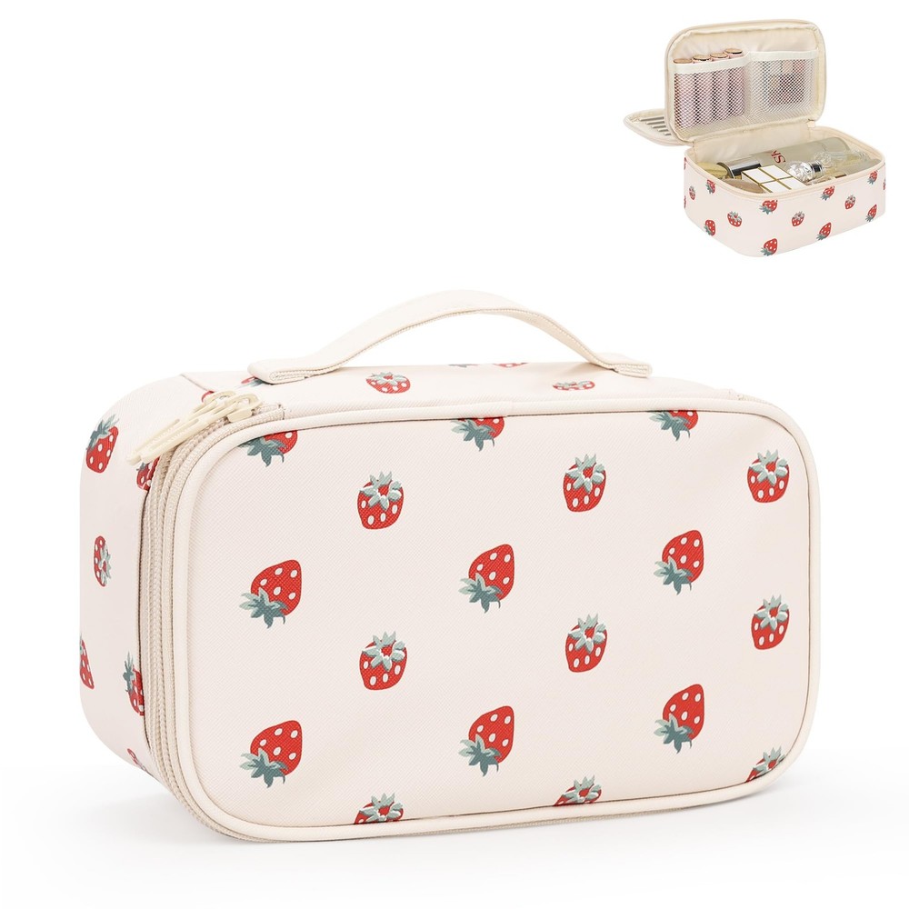 Relavel Makeup Bag, Small Bag for Women, Travel MEDIUM, 01B-Strawberry
