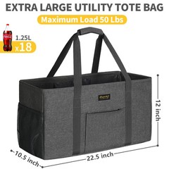 Extra Large Utility Tote Bag, Stand Up Utility Tote with Metal Wire Frame & H…