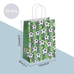 50Pcs Football Gift Bags with Handles, 3.1″x8.3″x5.9″ Gift Bags, Green