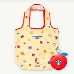Starbucks Korea Limited Foldable Eco Bag Tote Apple Pouch 2025 Grocery Market