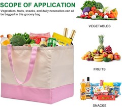 3 Pack Canvas Reusable Grocery Bags Heavy Duty 8.3 gal Foldable Large Tote Bag