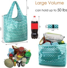 Reusable Grocery Bags Set 12 Lightweight Durable Foldable Geometric Design