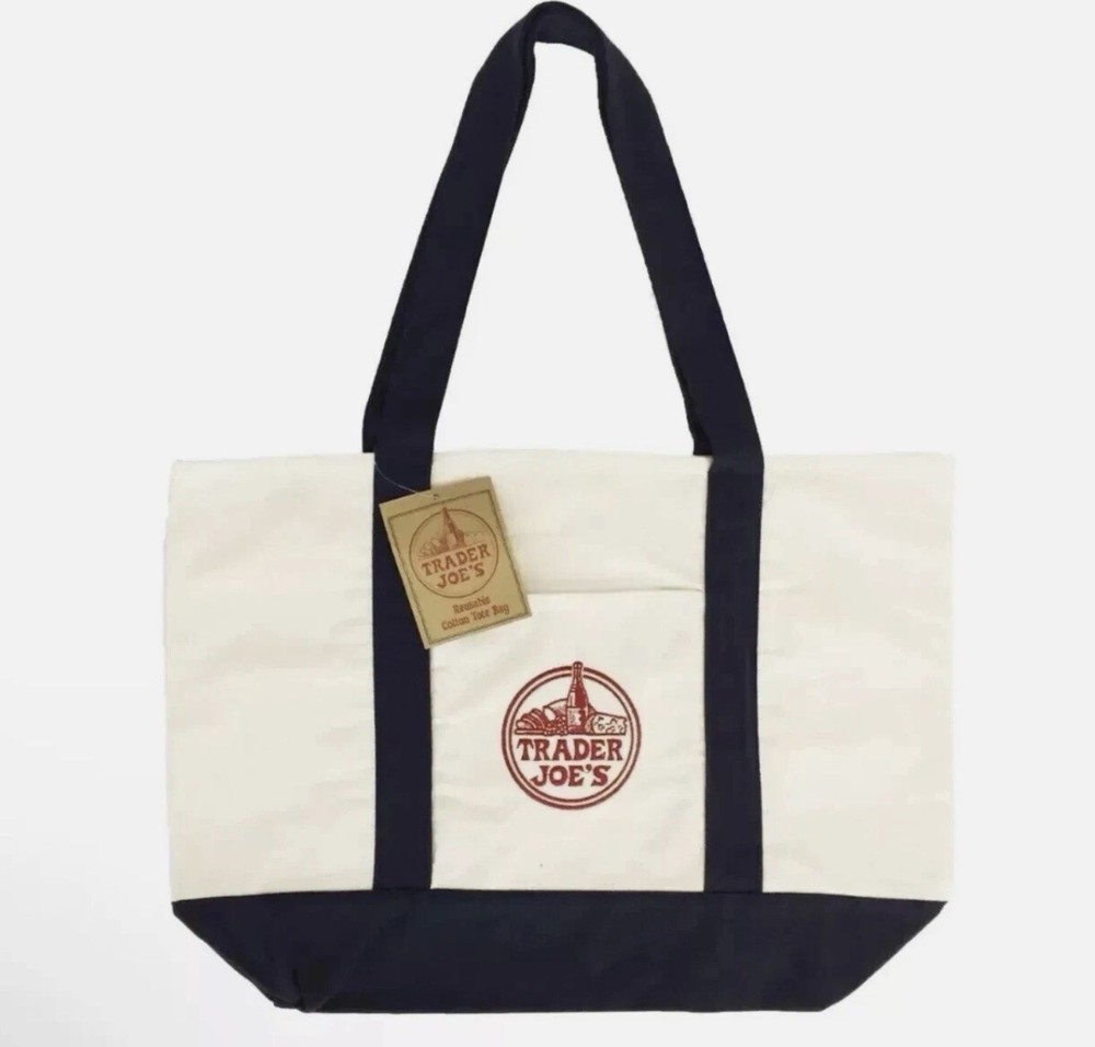 Trader Joe’s Canvas Tote Shopping Bag – LARGE CLASSIC NAVY – NEW with TAGS