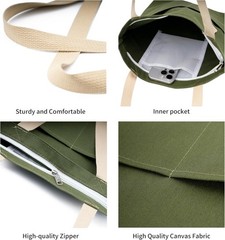 Canvas Aesthetic Tote Bag with Zipper and Poets for Women Men