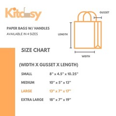 200 Pack – Large White Kraft Paper Bags with Handles [13x7x17 Inches]