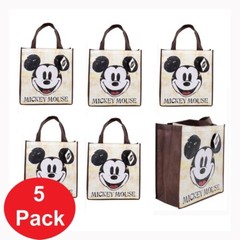 5 Pack Mickey Mouse Bags Reusable Grocery and Travel Totes Party Favor Gift Bags