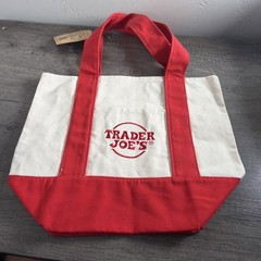 Trader Joe’s Mini RED Canvas Tote Bag New Embroidery