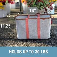 Collapsible LUXE Tote – Rose Herringbone 1 Pack 30L / 8 Gal – Reusable Grocer…