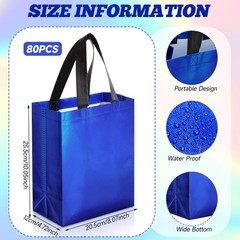 80 PCS Gift Bags Set Glossy Reusable Tote Handle Medium Blue Easter Spring