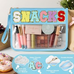 Snack Bag for Travel – 12.2 inches x 8.54 x 0.2 inches, Snack-Blue