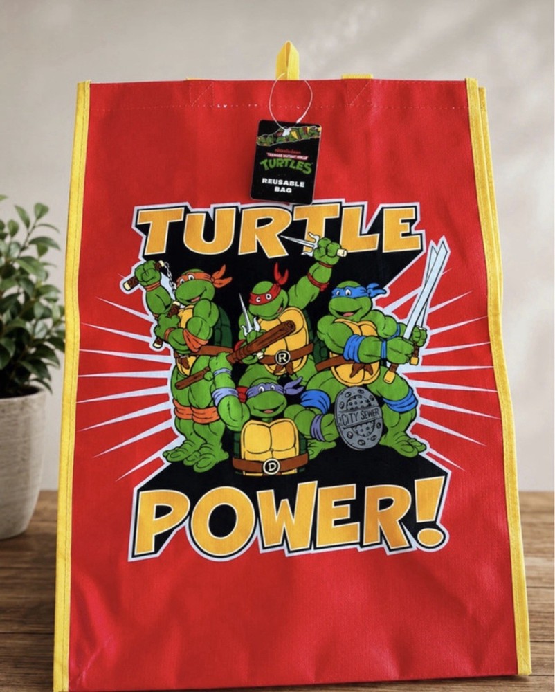 Nickelodeon TMNT Turtle Power Reusable Shopping Bag Large Red 18x14x3″