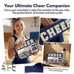 Ahdoma Cheer Makeup Bag Cheerleader Gifts Chenille Letter Cosmetic Navy