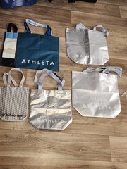 Lululemon, Athleta, Etc Reusable Shopping Tote Bags Lot Of 6 Different Sizes