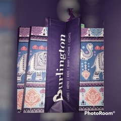 Rare BURLINGTON BEAUTIFUL ELEPHANT PURPLE REUSABLE TOTE BAG