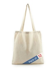 Pack Of 12 Cotton Grocery Bags With Pockets – Shoulder Straps – Foldable – Wa…