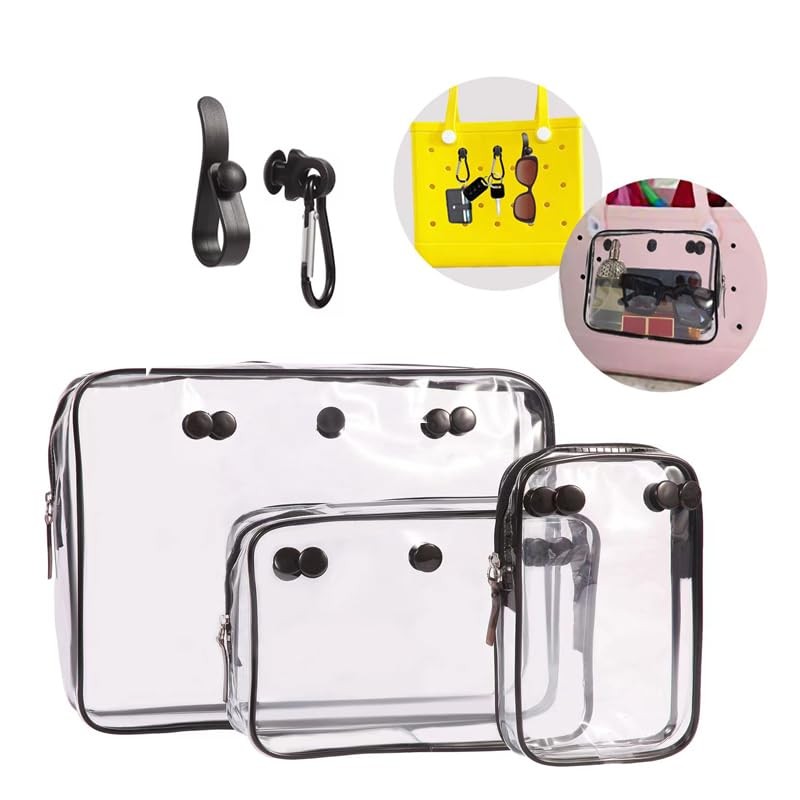 3 Packs Clear Beach Tote Bag Accessories suitable for Bogg Insert Black